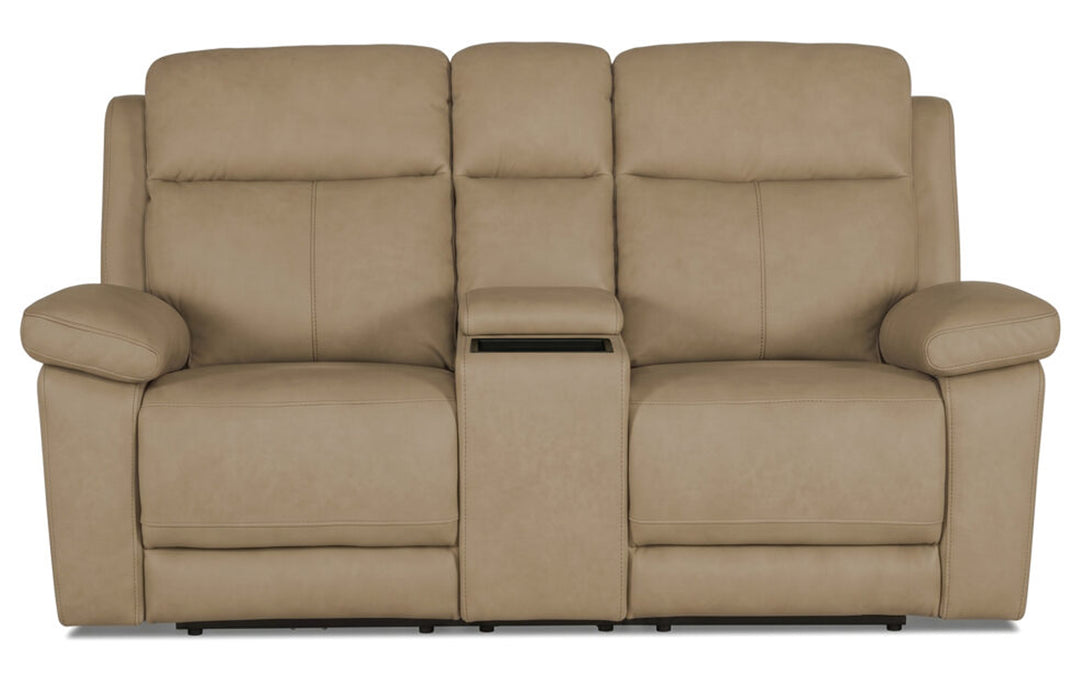 InMotion Como Leather Power Reclining Loveseat Console