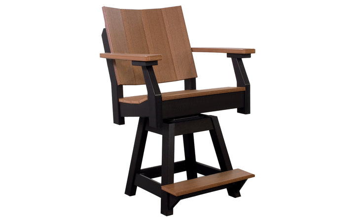 Outdoor Swivel Counter Chair - Antique Mahogany & Black