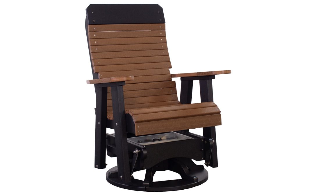 Outdoor Swivel Glider - Antique Mahogany & Black