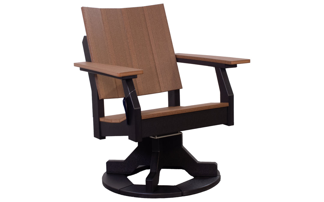 Outdoor Swivel Dining Chair - Antique Mahogany & Black