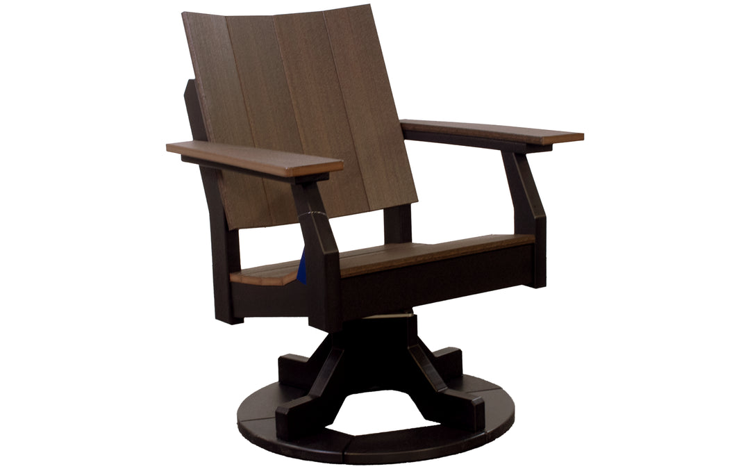 Outdoor Swivel Dining Chair - Brazilian Walnut & Black