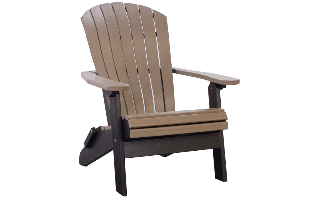 Outdoor Folding Adirondack with Lumbar - Weathered Wood & Black