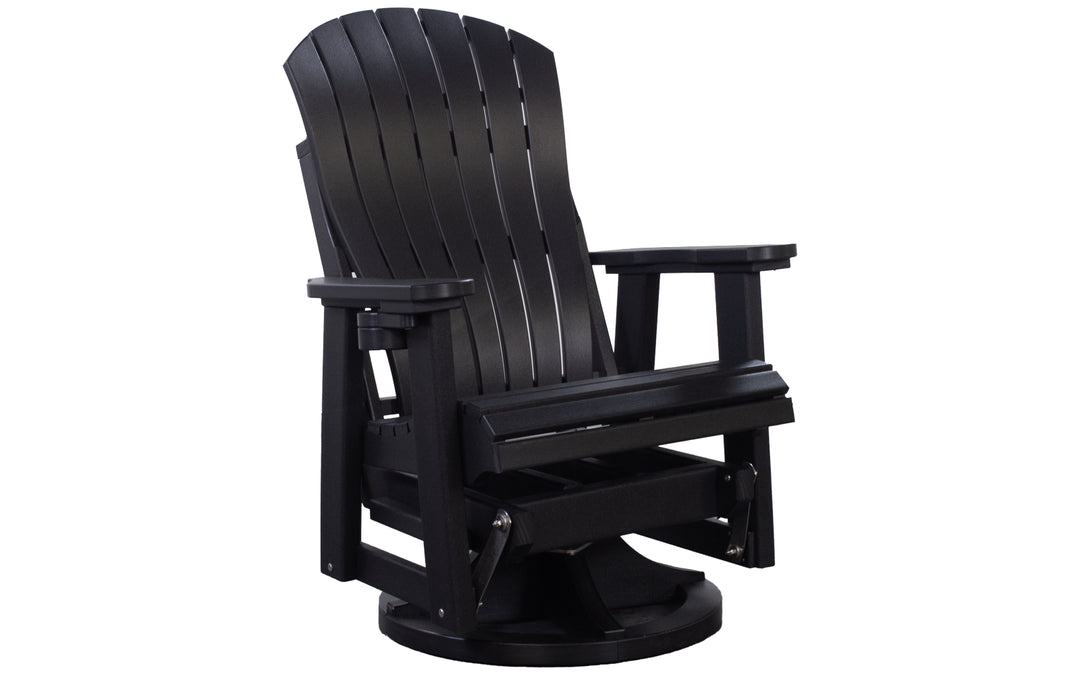 Outdoor Adirondack Swivel Glider with Lumbar - Black