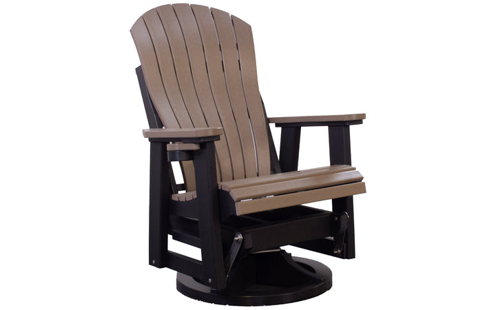 Outdoor Adirondack Swivel Glider with Lumbar - Black & Weathered Wood