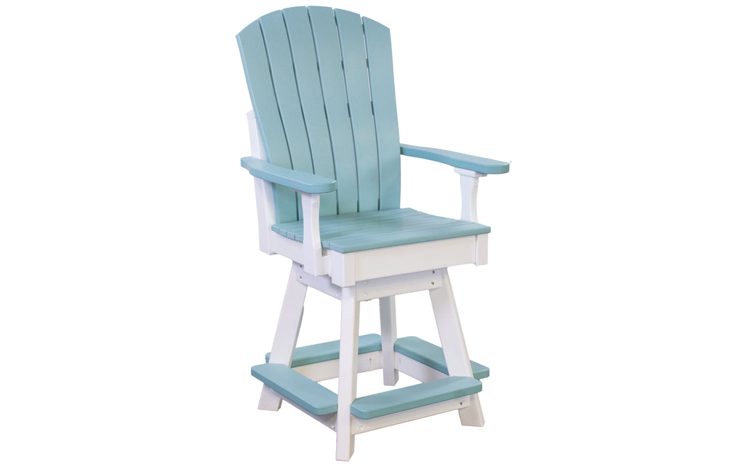 Outdoor Counter Swivel Chair with Lumbar - Sage & White