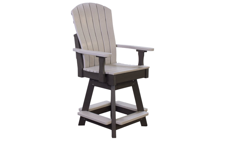 Outdoor Counter Swivel Chair with Lumbar - Light Gray & Coffee