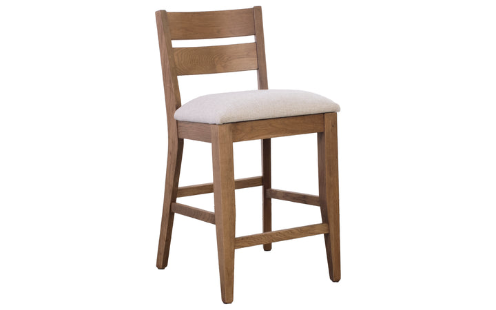 Rustic Hickory & Upholstered Counter Stool