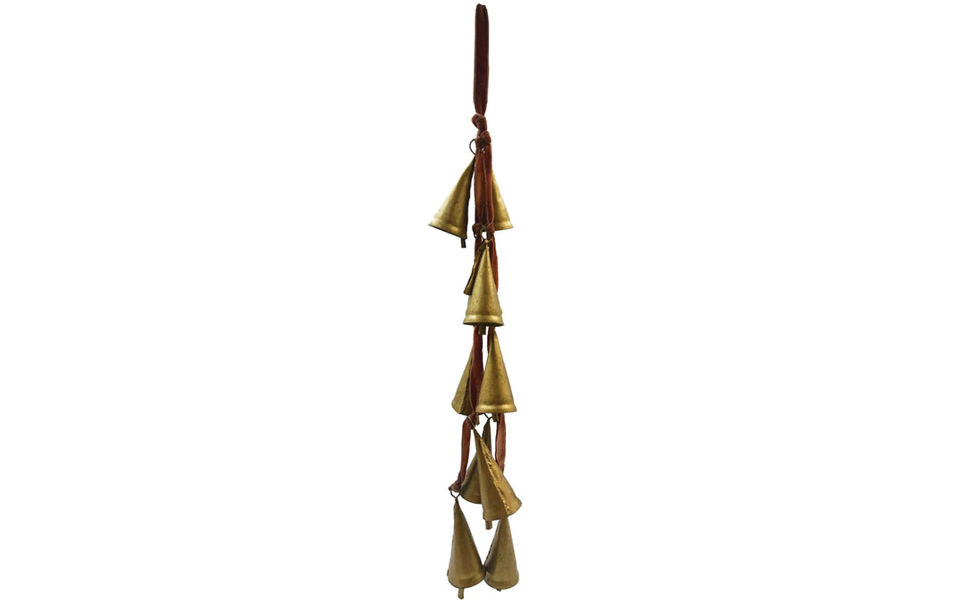 Velvet Ribbon Door Hanger with 10 Cone Shaped Bells