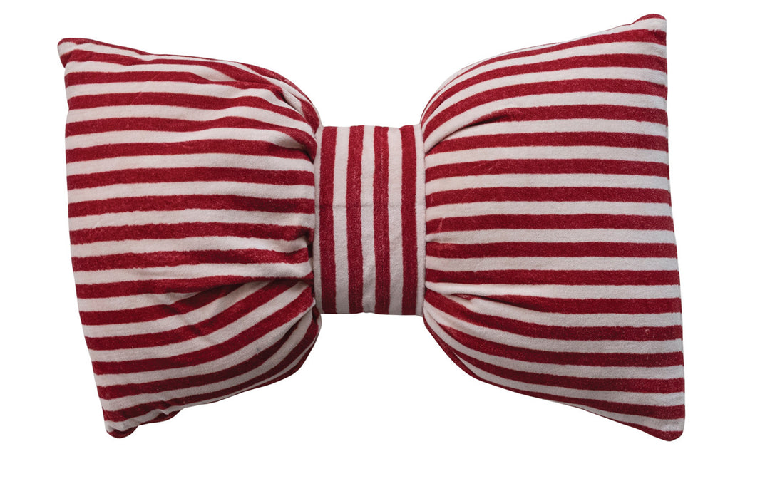 Velvet Bow Striped Pillow