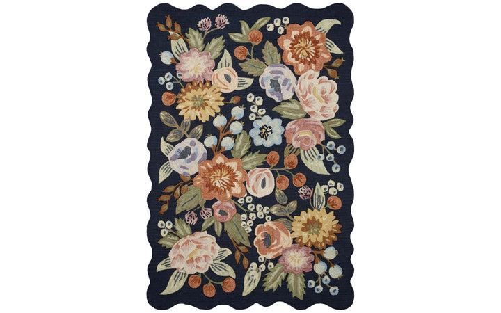 Rifle Paper Co. x Loloi Sihouette Collection Vintage Blossom Navy 7.9 x 9.9 Area Rug