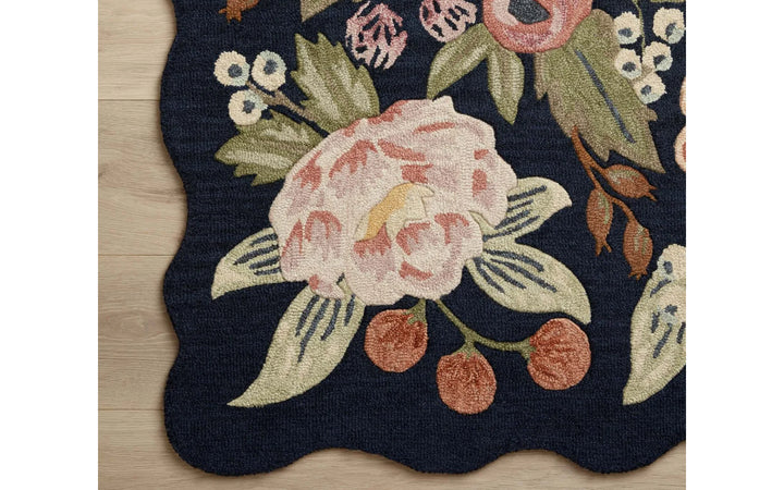 Rifle Paper Co. x Loloi Sihouette Collection Vintage Blossom Navy 7.9 x 9.9 Area Rug