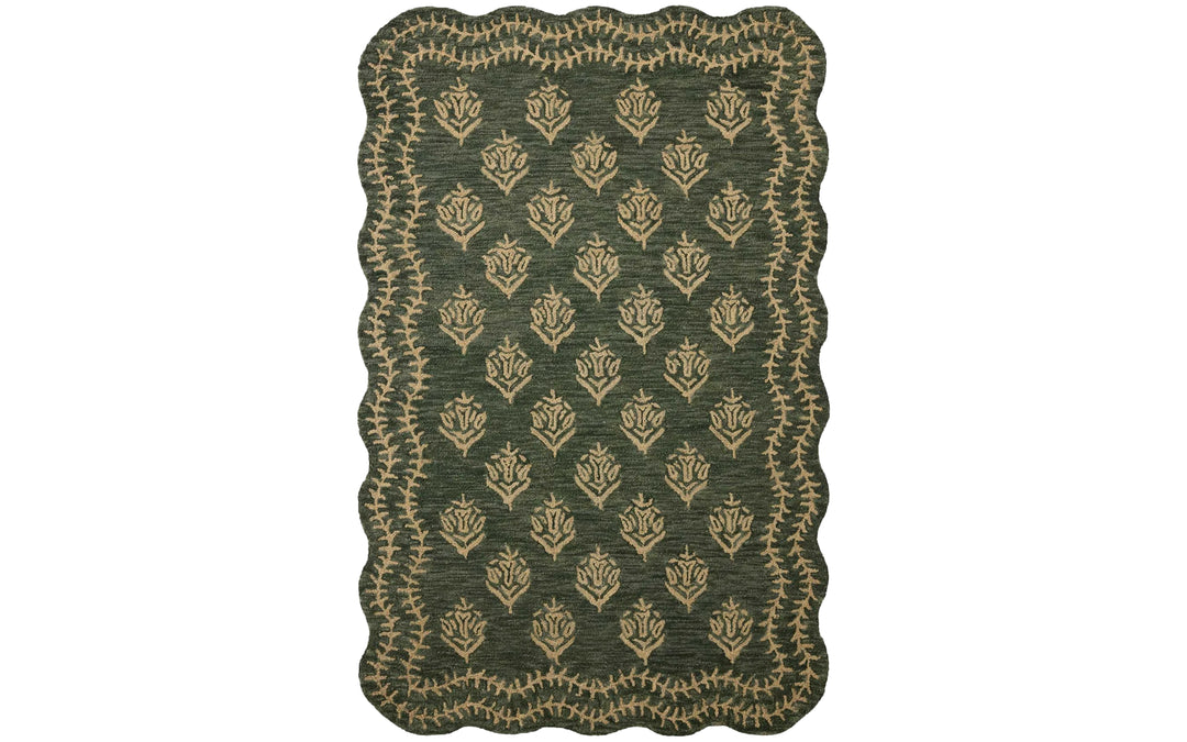Rifle Paper Co. x Loloi Lisette Collection Forest & Oatmeal 7.9 x 9.9 Area Rug