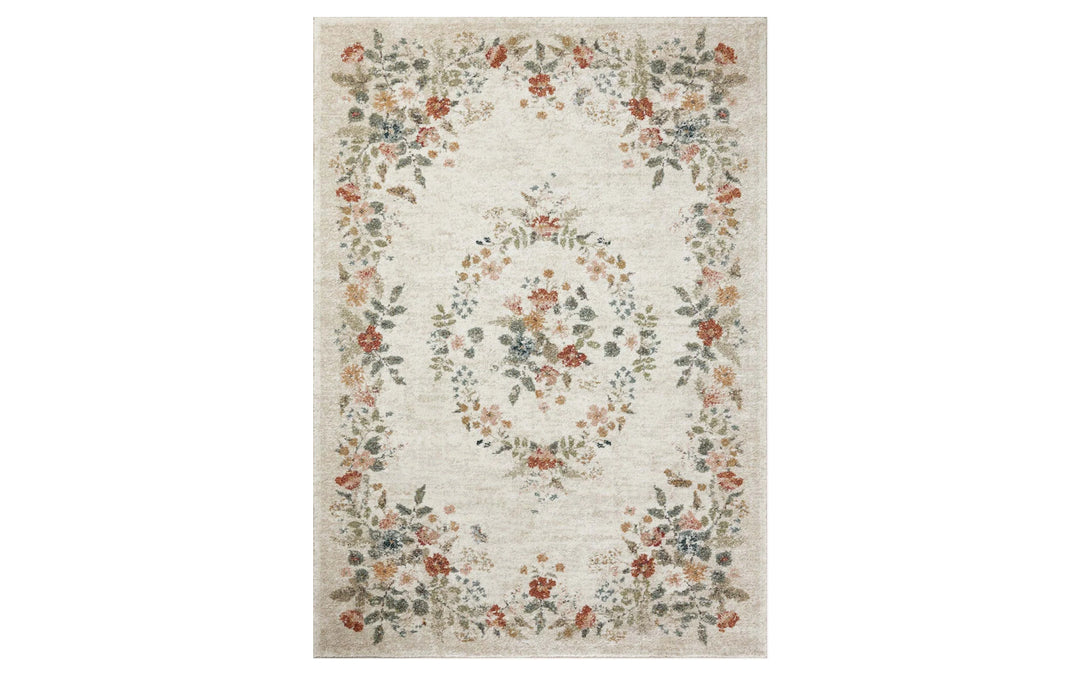 Rifle Paper Co. x Loloi Laurel Collection Strawberry Fields Cream 7.10 x 10 Area Rug