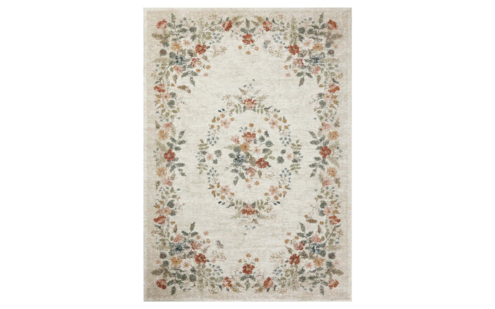 Rifle Paper Co. x Loloi Laurel Collection Strawberry Fields Cream 7.10 x 10 Area Rug