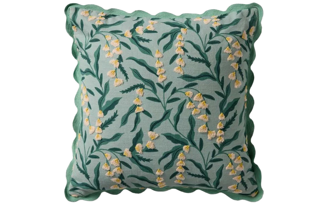 Rifle Paper Co. x Loloi Lily of the Valley Green & Multi Down Pillow
