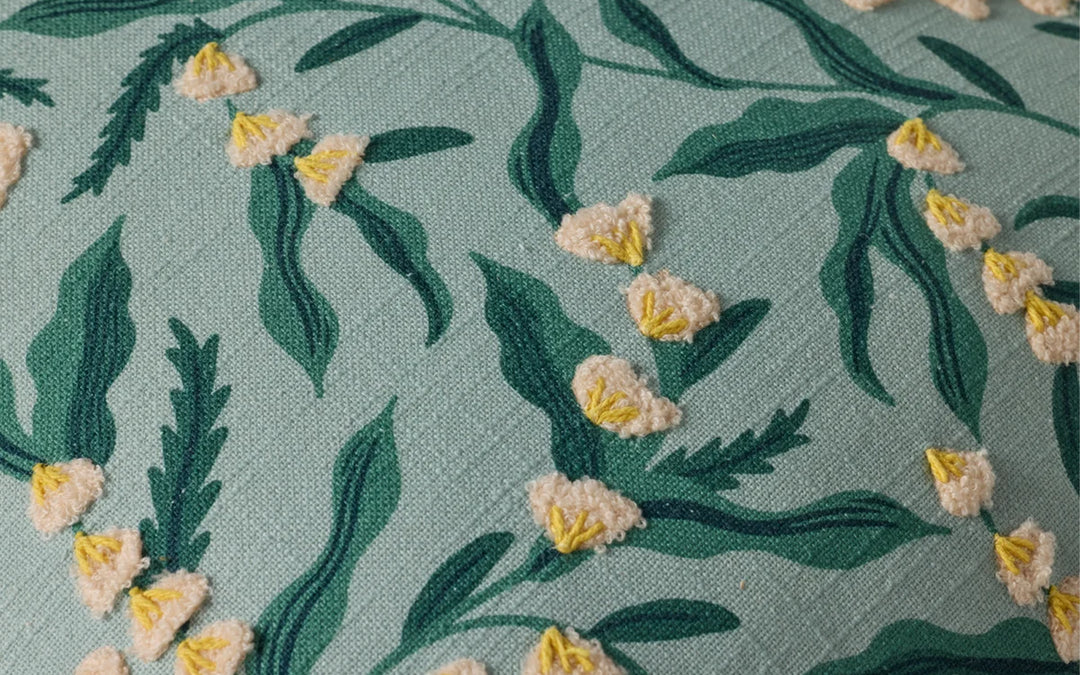 Rifle Paper Co. x Loloi Lily of the Valley Green & Multi Down Pillow