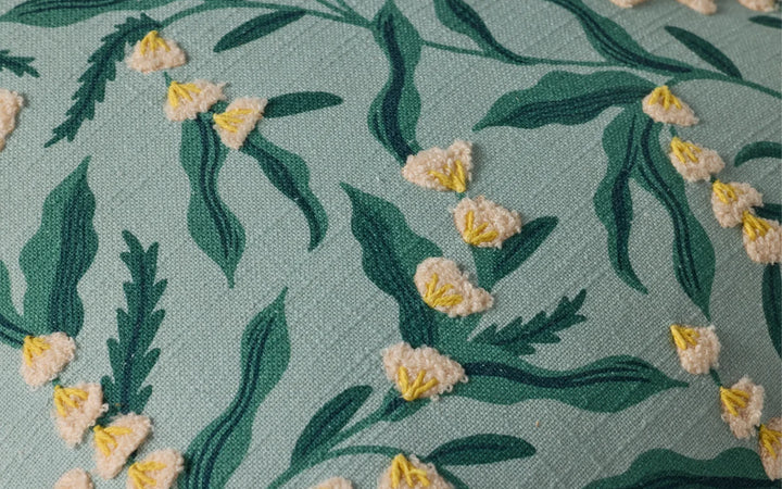 Rifle Paper Co. x Loloi Lily of the Valley Green & Multi Down Pillow