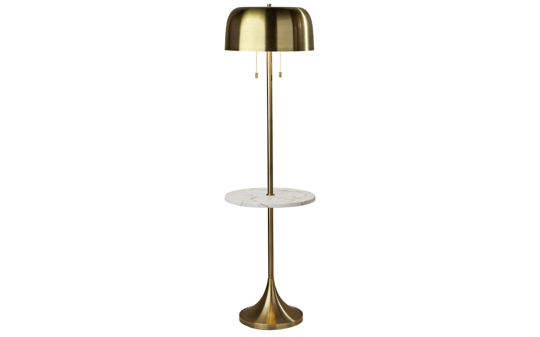 Tanner Antique Brass Shelf Floor Lamp