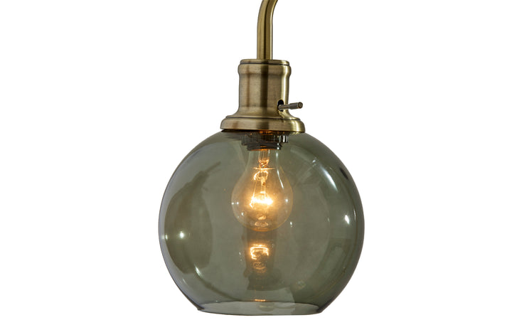 Antique Brass & Smoke Glass Floor Lamp