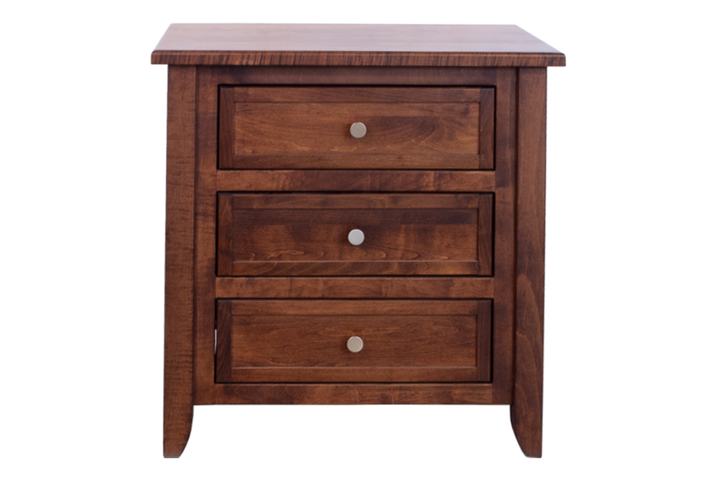 Brown Maple 3 Drawer Nightstand