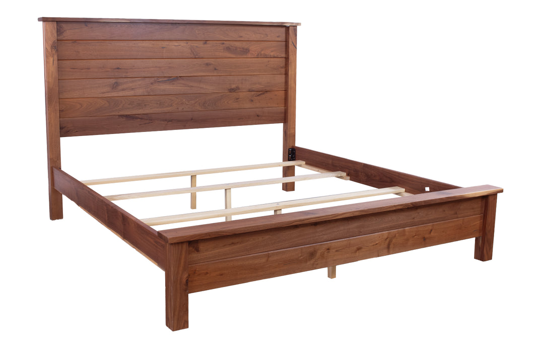 Rustic Walnut Queen Bed