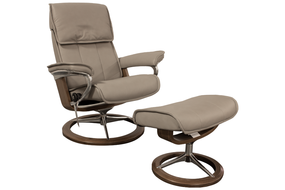 EKORNES ベージュ レザー スツール GMHK607○EKORNES / エコーネス RENO レノ Sサイズ ベージュ 北欧