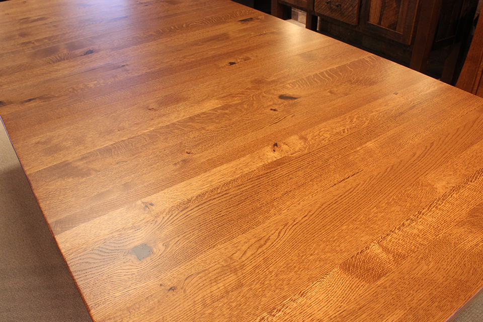 Rustic Quartersawn Oak Dining Table With Leaves