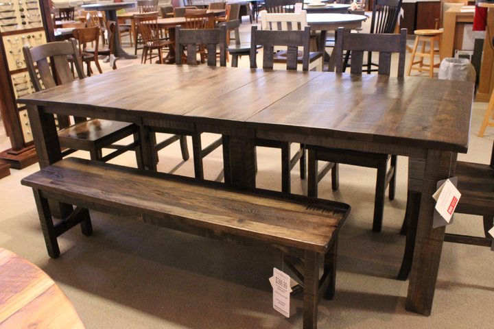 Rough Sawn Rustic Hickory Dining Table With Leaves