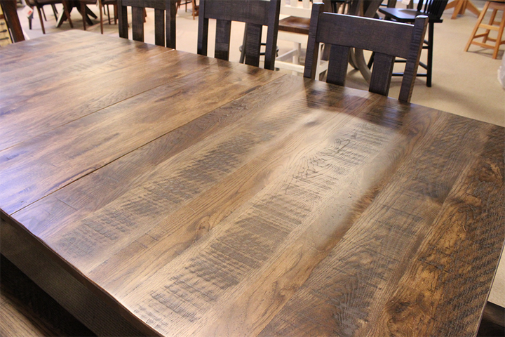 Rough Sawn Rustic Hickory Dining Table With Leaves