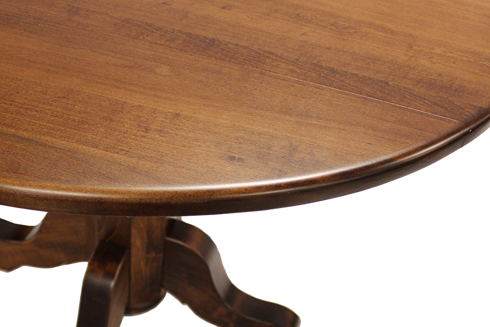 Brown Maple Drop Leaf Single Pedestal Dining Table