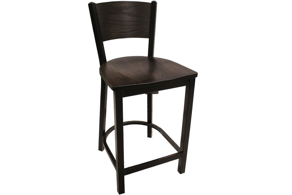 Oak And Metal Stool