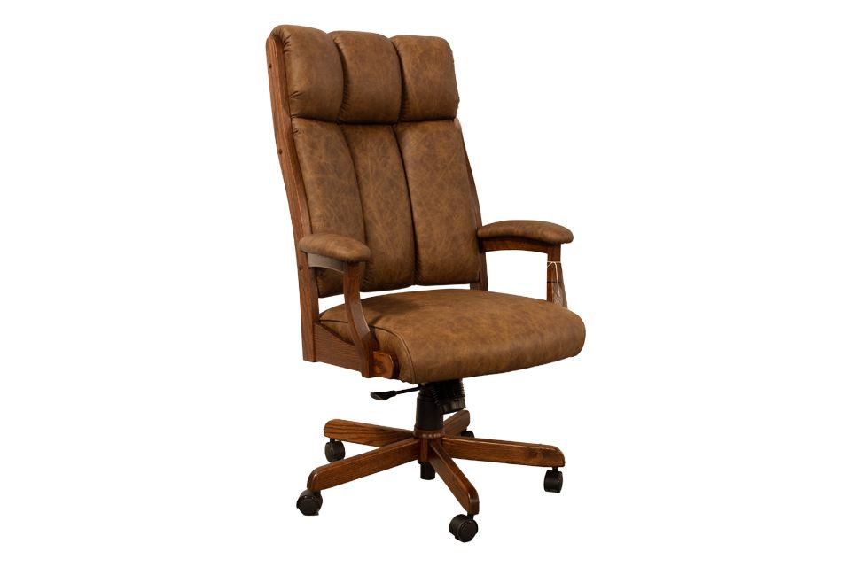 Oak And Leather Rocker Desk Chair