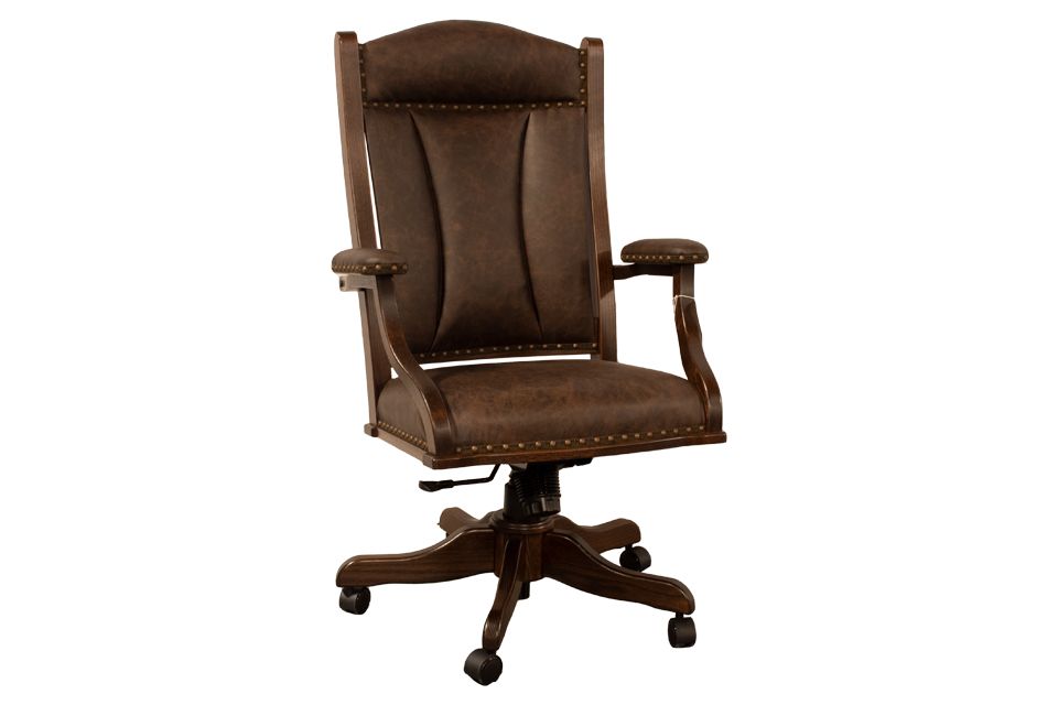 Oak And Leather Rocker Desk Chair