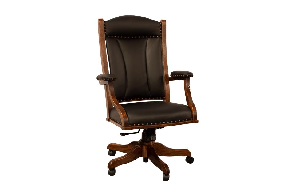 Oak And Leather Rocker Desk Chair