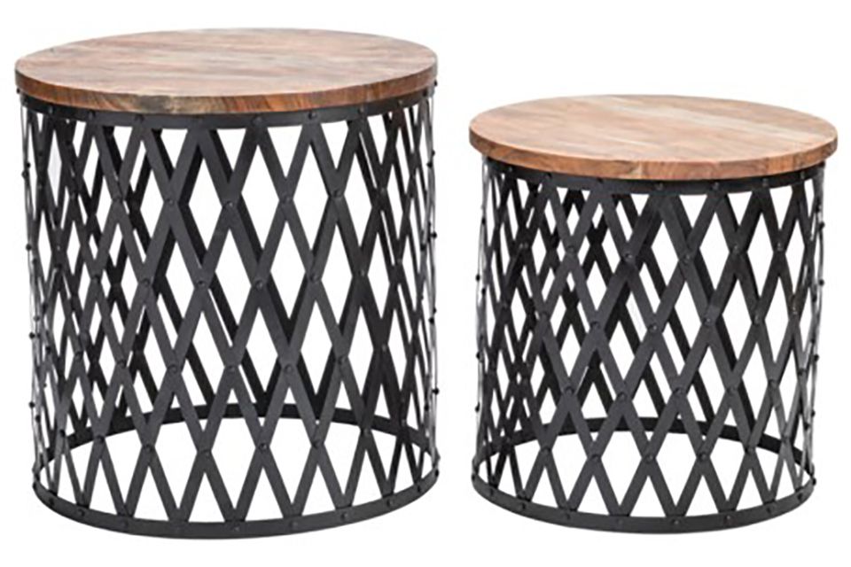 Iron And Mango Wood Tables (Set Of 2)