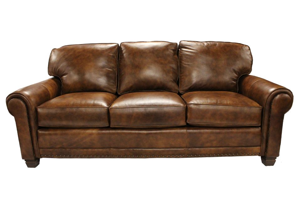 smith brothers gray leather sofa