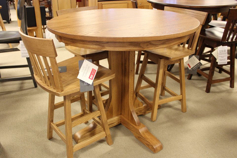 Oak Single Pedestal Counter Height, Counter Height Round Tables